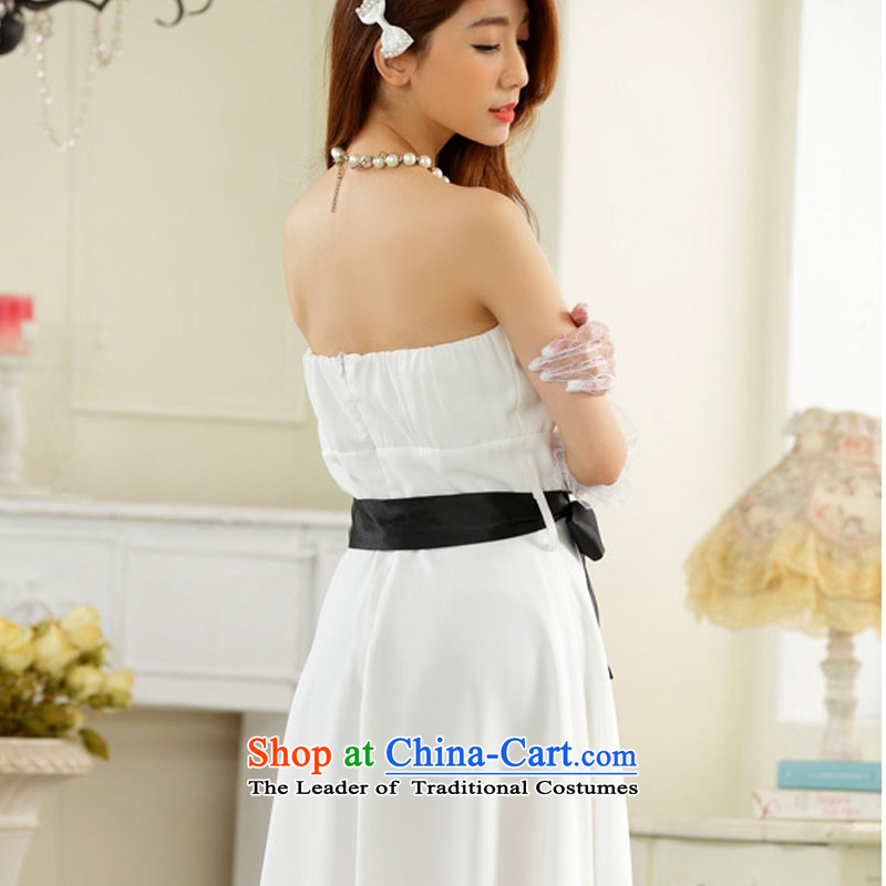 Hiv has a minimalist style with Qi chest large color plane belt chiffon dinner show dress dresses T9930A-1 White XL, HIV has been qi (aiyaqi) , , , shopping on the Internet