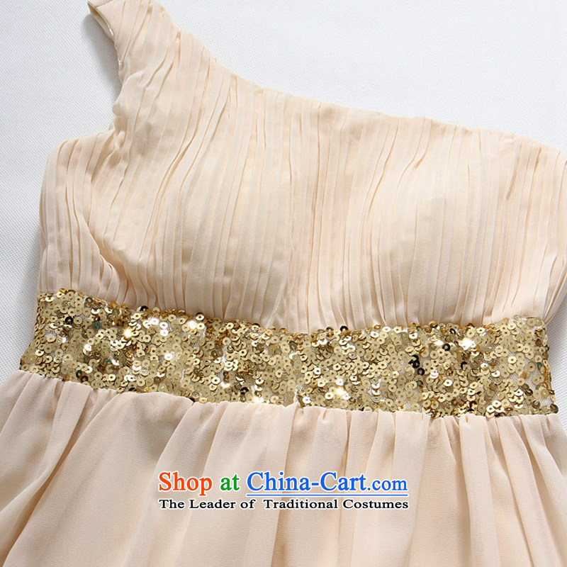 Hiv has unveiled a stylish qi shoulder Foutune of video thin chiffon dress manually staple-ju long evening dresses dresses T9634A-1  XXL, champagne color has been qi (aiyaqi hiv) , , , shopping on the Internet
