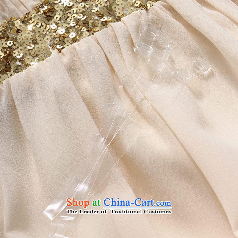 Hiv has unveiled a stylish qi shoulder Foutune of video thin chiffon dress manually staple-ju long evening dresses dresses T9634A-1  XXL, champagne color has been qi (aiyaqi hiv) , , , shopping on the Internet