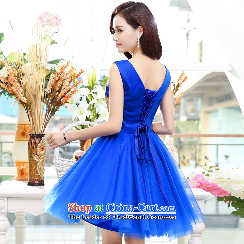 Involving summer-hee Nga 2015 new female Korean fashion sleeveless V-Neck bride wedding dresses bridesmaid skirt Blue M involved (JIEJIYA Suu Kyi) , , , shopping on the Internet