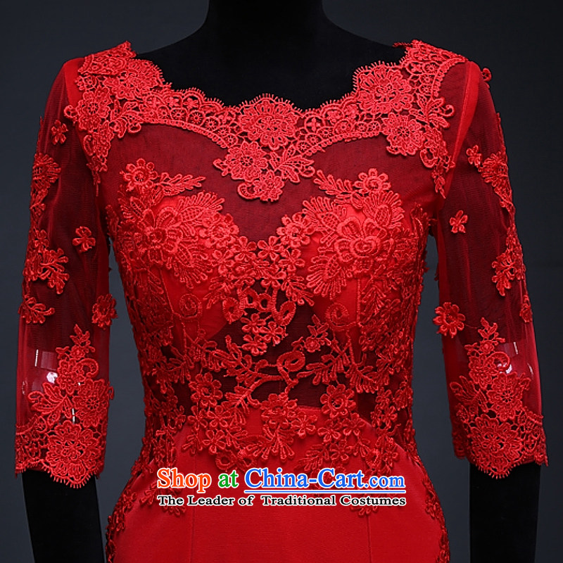 Hillo XILUOSHA) bridal dresses Lisa (2015 Spring word lace bows to shoulder in the Cuff tail red bows services crowsfoot chinese red M HILLO Lisa (XILUOSHA) , , , shopping on the Internet