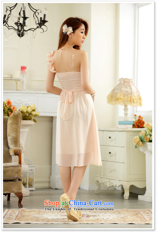 The new 2015 JK2 sweet fungus single shoulder foutune chiffon large gathering in the skirt show dress pink bridesmaid serving champagne color XL recommendations about 130 pictures, prices, brand platters! The elections are supplied in the national character of distribution, so action, buy now enjoy more preferential! As soon as possible.
