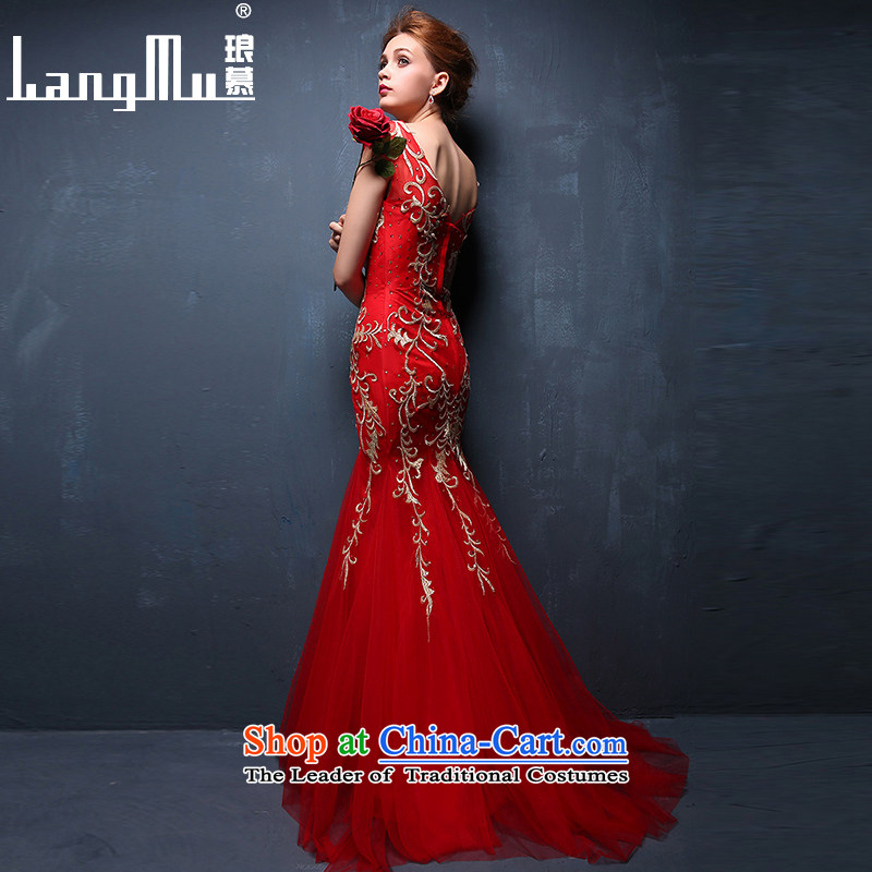 The new 2015 Luang summer gown red phoenix 9 day embroidery marriages bows services crowsfoot evening dress red S, Luang in , , , shopping on the Internet