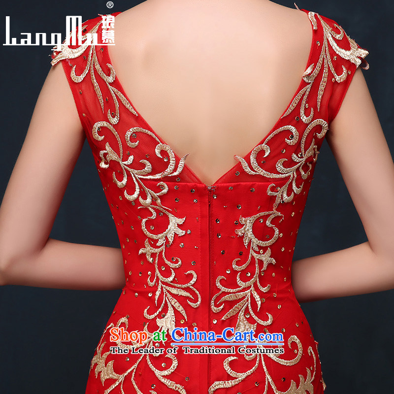 The new 2015 Luang summer gown red phoenix 9 day embroidery marriages bows services crowsfoot evening dress red S, Luang in , , , shopping on the Internet