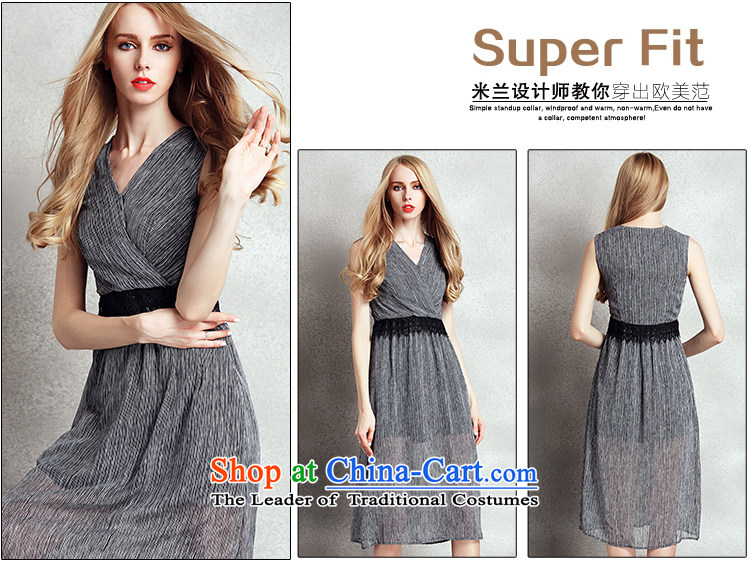 Sha Lo mentioned Western Wind 2015 Fall/Winter Collections New elegant dress long skirt deep V-neck and sexy Beauty Stripe Sleeveless tank skirts temperament picture color S picture, prices, brand platters! The elections are supplied in the national character of distribution, so action, buy now enjoy more preferential! As soon as possible.