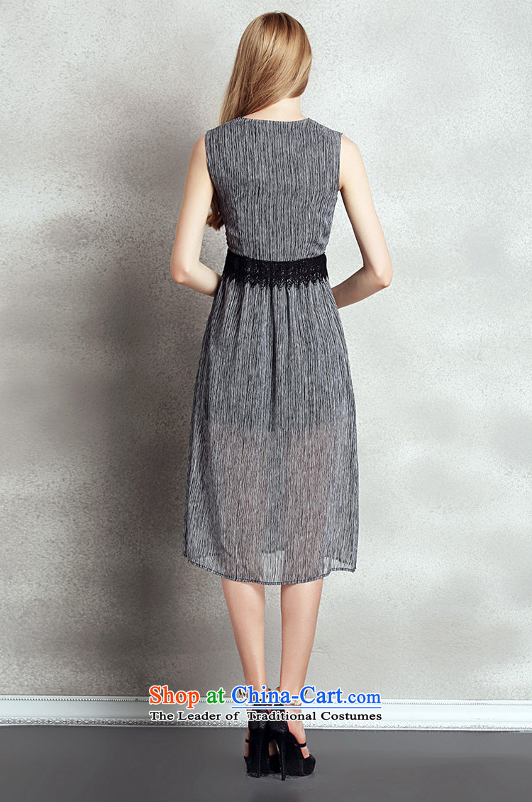 Sha Lo mentioned Western Wind 2015 Fall/Winter Collections New elegant dress long skirt deep V-neck and sexy Beauty Stripe Sleeveless tank skirts temperament picture color S picture, prices, brand platters! The elections are supplied in the national character of distribution, so action, buy now enjoy more preferential! As soon as possible.