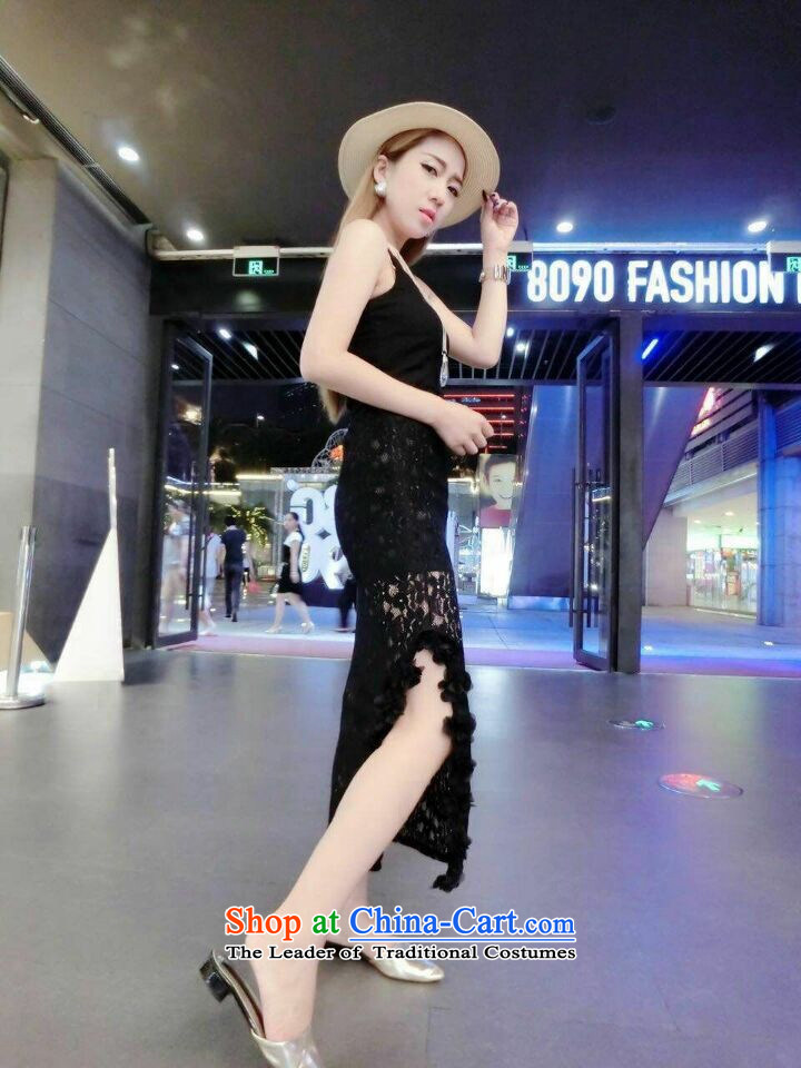 Stylish lace stitching strap shirt stereo flowers blossoming fork long skirt two kits are black code 6810 picture, prices, brand platters! The elections are supplied in the national character of distribution, so action, buy now enjoy more preferential! As soon as possible.