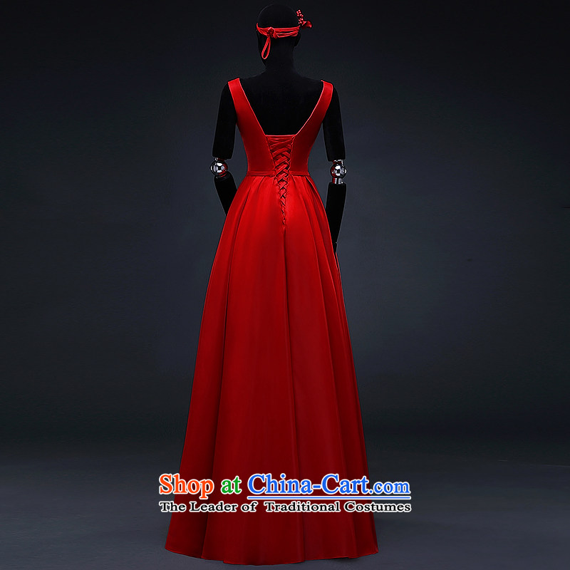 Hillo Lisa (XILUOSHA) satin dress long bows marriages service upscale v-neck evening dress banquet style of the new spring 2015 China Red XXL, Hillo Lisa (XILUOSHA) , , , shopping on the Internet