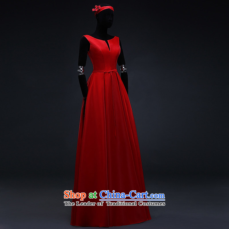 Hillo Lisa (XILUOSHA) satin dress long bows marriages service upscale v-neck evening dress banquet style of the new spring 2015 China Red XXL, Hillo Lisa (XILUOSHA) , , , shopping on the Internet