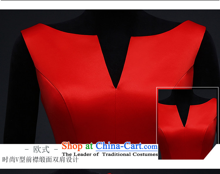 Hillo XILUOSHA) Lisa (red satin dress in long shoulders v-neck bridal dresses marriage bows services evening dress Europe stylish Chinese red s picture, prices, brand platters! The elections are supplied in the national character of distribution, so action, buy now enjoy more preferential! As soon as possible.