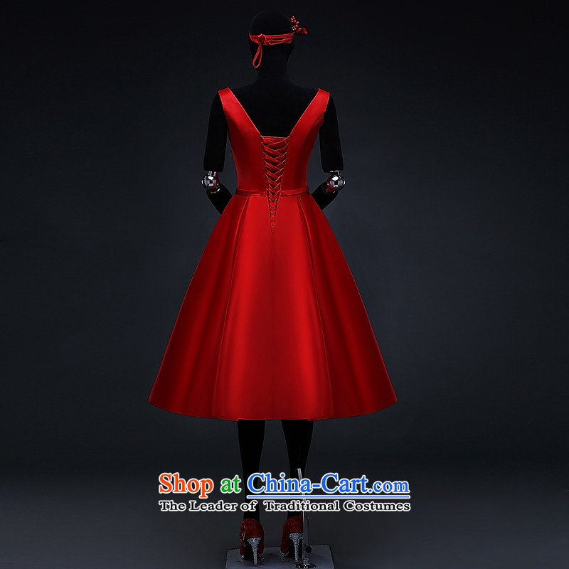 Hillo XILUOSHA) Lisa (red satin dress in long shoulders v-neck bridal dresses marriage bows services evening dress Europe stylish Chinese red s hillo Lisa (XILUOSHA) , , , shopping on the Internet