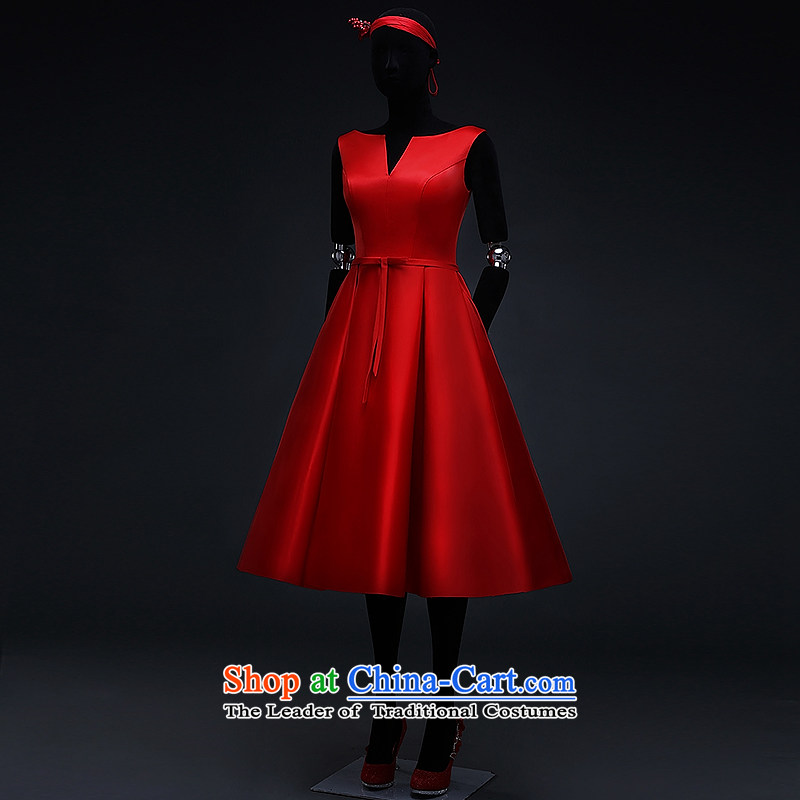 Hillo XILUOSHA) Lisa (red satin dress in long shoulders v-neck bridal dresses marriage bows services evening dress Europe stylish Chinese red s hillo Lisa (XILUOSHA) , , , shopping on the Internet