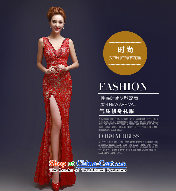 7 7 color tone 2015 new red lace bride bows services evening dress shoulders long gown L008 Sau San RED M picture, prices, brand platters! The elections are supplied in the national character of distribution, so action, buy now enjoy more preferential! As soon as possible.