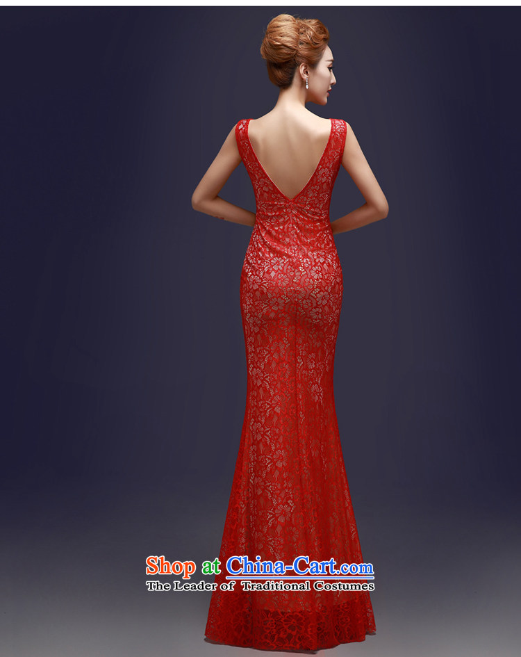 7 7 color tone 2015 new red lace bride bows services evening dress shoulders long gown L008 Sau San RED M picture, prices, brand platters! The elections are supplied in the national character of distribution, so action, buy now enjoy more preferential! As soon as possible.