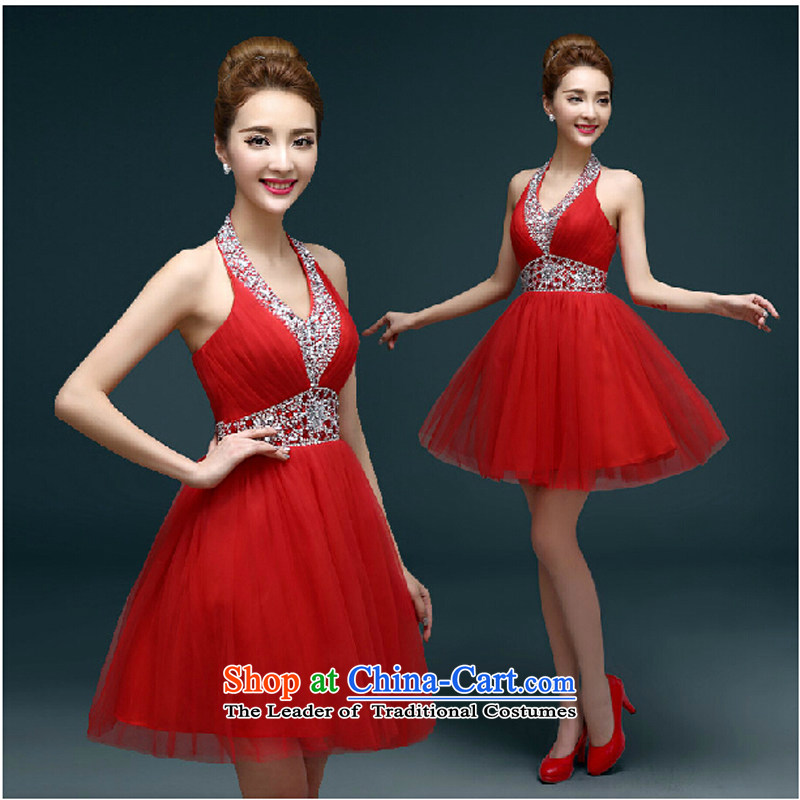Pure bamboo new 2015 Large Red Dress Short of small married women serving banquet dress bows bon bon skirt summer female red XXL
