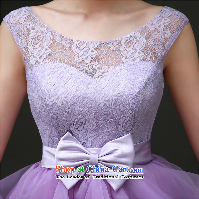 The first white into about 2015 New Service Bridal bridesmaid bows to small Dress Short, Wedding Dress marriage moderator dress female purple , L, white first into about shopping on the Internet has been pressed.