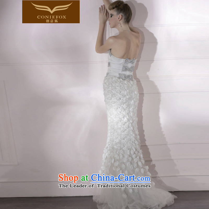 Creative Fox evening dresses white anointed chest long wedding dress evening banquet package and dress skirts and sexy crowsfoot dress 80685 Graphics thin white Sau San XXXL, creative Fox (coniefox) , , , shopping on the Internet