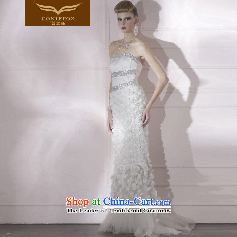 Creative Fox evening dresses white anointed chest long wedding dress evening banquet package and dress skirts and sexy crowsfoot dress 80685 Graphics thin white Sau San XXXL, creative Fox (coniefox) , , , shopping on the Internet