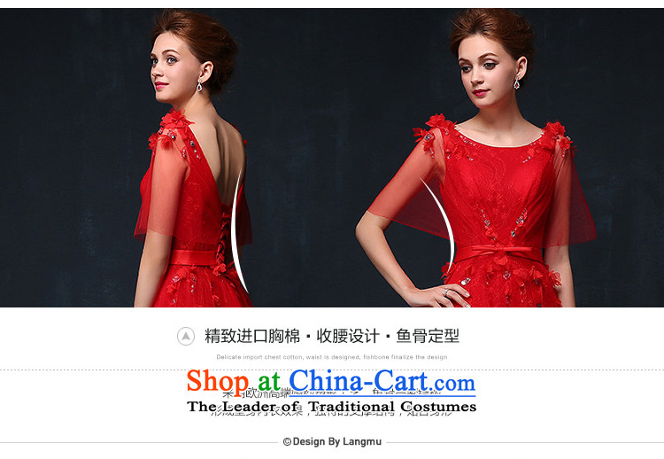 The new 2015 Luang red double-shoulder dress black meat bride bows to align the service 