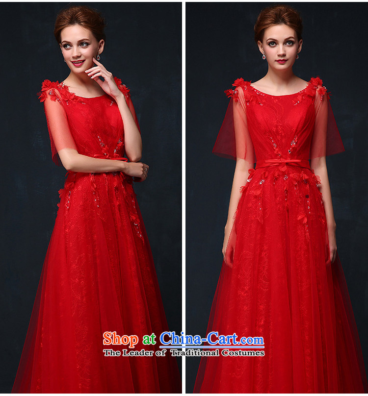 The new 2015 Luang red double-shoulder dress black meat bride bows to align the service 