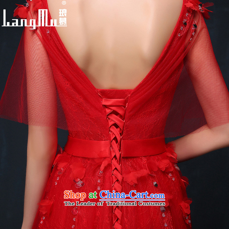 The new 2015 Luang red double-shoulder dress black meat bride bows to align the service     flower banquets evening dresses chinese red XL, Luang in , , , shopping on the Internet