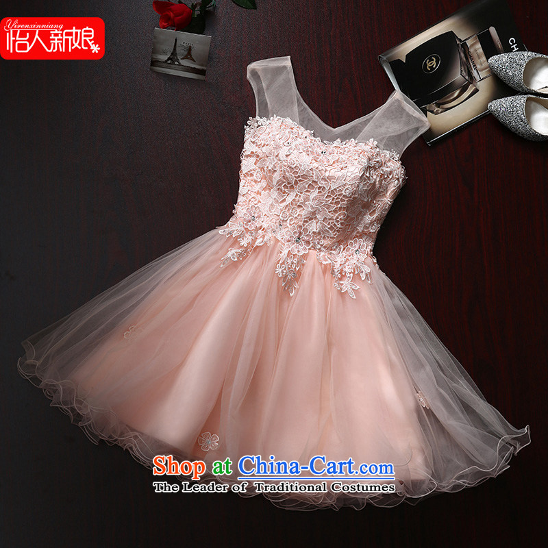In spring and summer 2015 new bridesmaid small dress the word skirt short, bows to shoulder the girl evening performances wedding dress pleasant bride champagne color A, S, pleasant bride shopping on the Internet has been pressed.