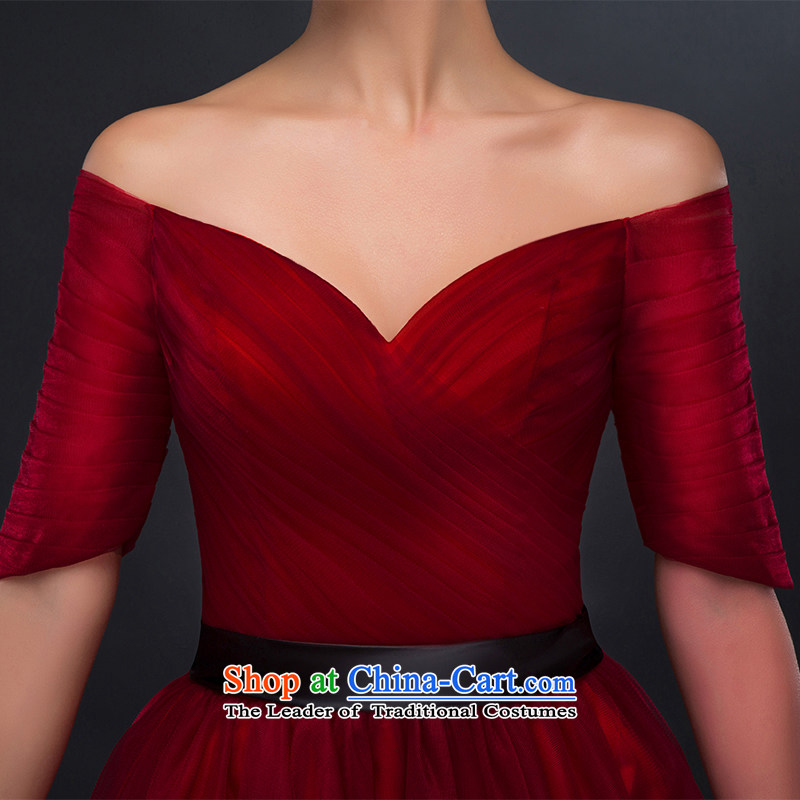 Hillo Lisa (bows in bride XILUOSHA) cuff marriage in small dress long banquet evening dresses 2015 new booking wedding-dress Summer Wine red , L HILLO Lisa (XILUOSHA) , , , shopping on the Internet