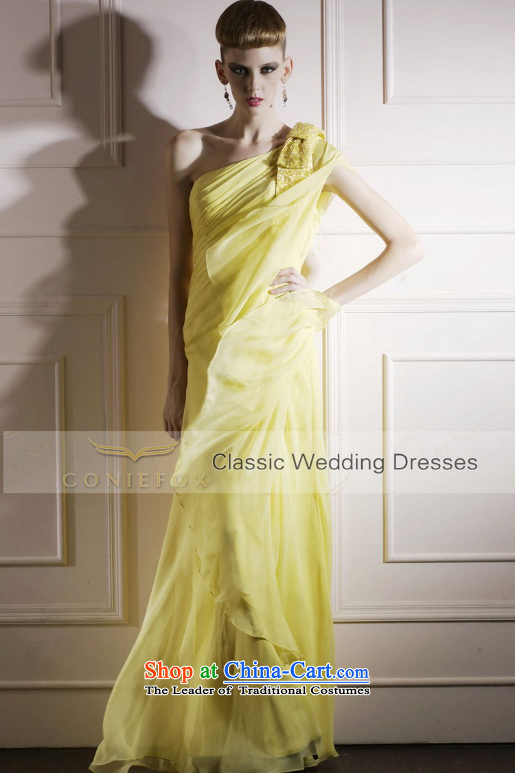 Creative Fox yellow with Beveled Shoulder cuff stage performance services under the auspices of the annual dress exhibition dress Sau San long red carpet dress elegant long skirt 80869 yellow S picture, prices, brand platters! The elections are supplied in the national character of distribution, so action, buy now enjoy more preferential! As soon as possible.