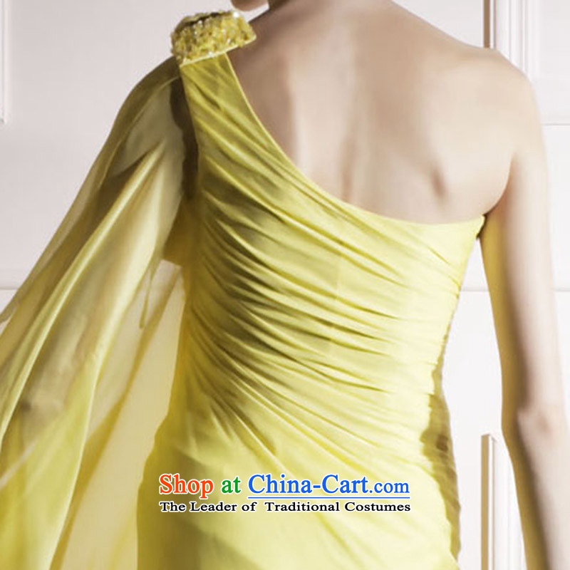 Creative Fox yellow with Beveled Shoulder cuff stage performance services under the auspices of the annual dress exhibition dress Sau San long red carpet dress elegant long skirt 80869 S creative fox yellow ( , , , ) coniefox shopping on the Internet