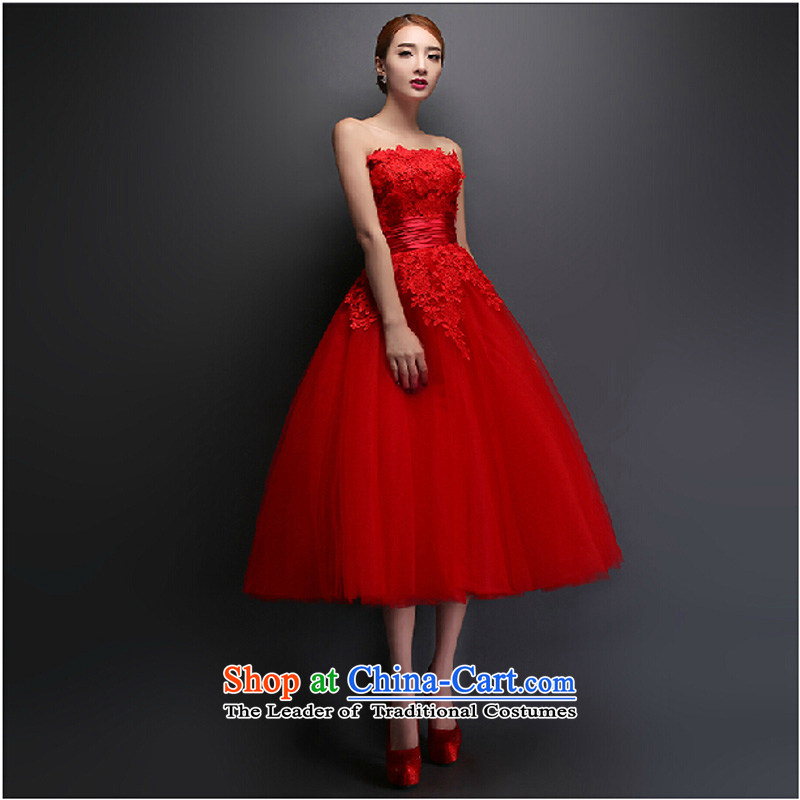 The Korean version of the new 2015 stylish Sau San dress marriages long drink service banquet moderator evening dresses summer RED M pure love bamboo yarn , , , shopping on the Internet