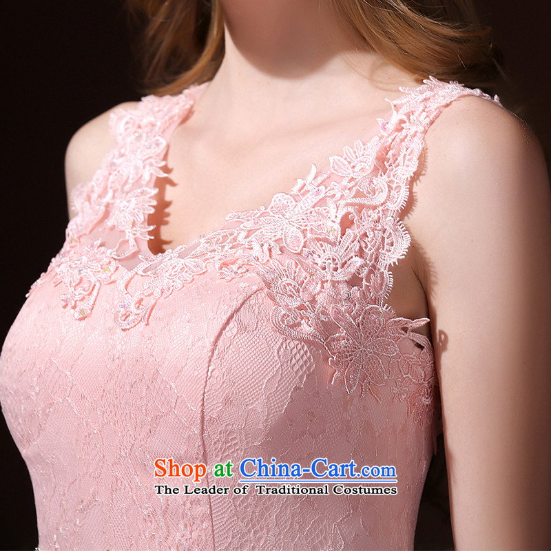 Toasting champagne bride services 2015 spring/summer short new stylish evening dress straps lace video thin sister skirt bridesmaid services Pink , L, according to Lin Sha , , , shopping on the Internet