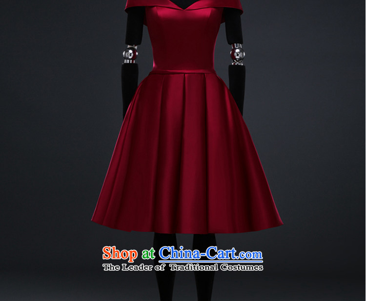 Hillo XILUOSHA) Lisa (bride bows Services Mr Ronald evening dresses 2015 new short skirt the word) shoulder Europe small dress Wine red satin deep wine red XXL picture, prices, brand platters! The elections are supplied in the national character of distribution, so action, buy now enjoy more preferential! As soon as possible.