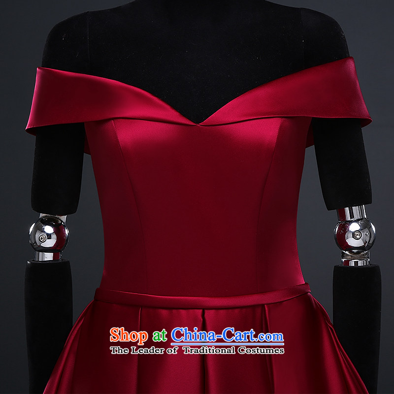 Hillo XILUOSHA) Lisa (bride bows Services Mr Ronald evening dresses 2015 new short skirt the word) shoulder Europe small dress Wine red satin deep wine red XXL, HILLO Lisa (XILUOSHA) , , , shopping on the Internet