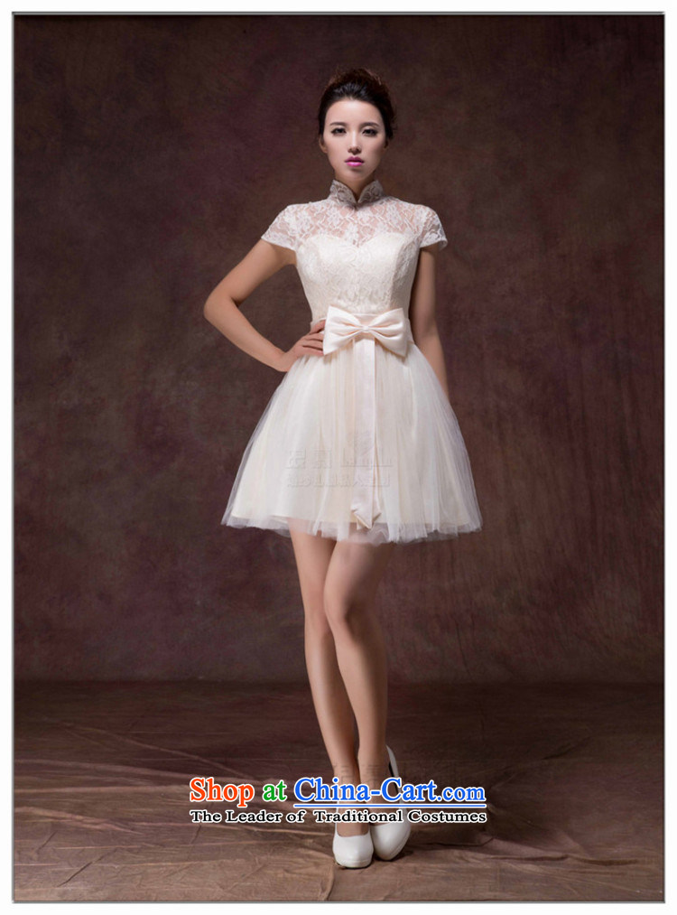 The new 2015 Luang marriage champagne color bride services short skirts dresses bows stylish zipper bridesmaid dress girls pregnant women champagne color high-end custom image, prices, brand platters! The elections are supplied in the national character of distribution, so action, buy now enjoy more preferential! As soon as possible.