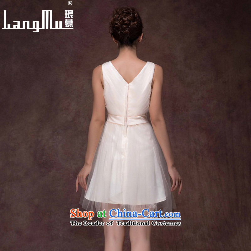 The new 2015 Luang wedding dress champagne color bows service, bridal dresses skirt Fashion zipper small bridesmaid dress champagne color high-end custom, Luang in , , , shopping on the Internet