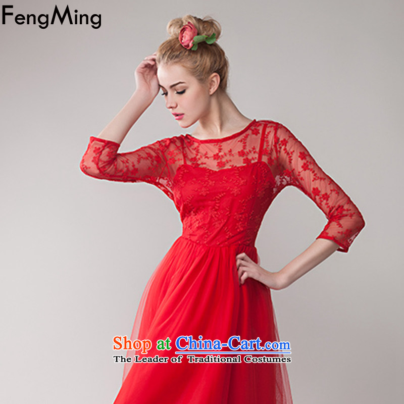 Hsbc Holdings plc Ming retro bride lace wedding dresses embroidered red petticoat large long skirt dress female red S, HSBC Holdings plc (fengming ming) has been pressed shopping on the Internet