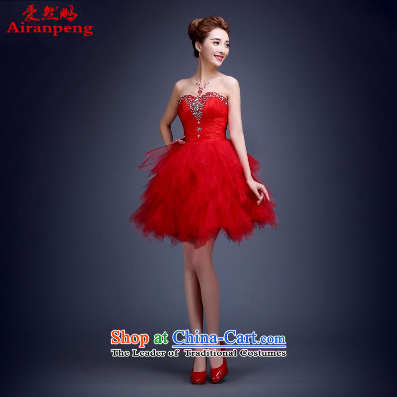Love So Peng evening dresses Summer 2015 New White breast tissue dress short skirts, bon bon bridesmaid dress married women serving a customer to drink red size to do not support returning