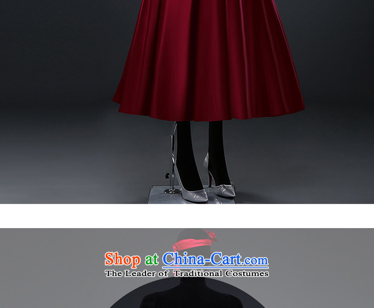 Hillo Lisa (XILUOSHA) satin dress wine red dress a bride banquet toasting champagne shoulder field in long v-neck 2015 NEW Summer Wine red s picture, prices, brand platters! The elections are supplied in the national character of distribution, so action, buy now enjoy more preferential! As soon as possible.