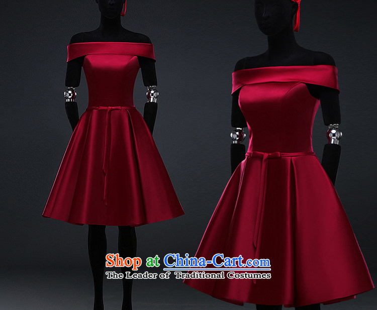Hillo Lisa (XILUOSHA evening dress) 2015 new evening banquet marriage small word satin dress shoulder the girl brides bows services summer is shorter, wine red XXL picture, prices, brand platters! The elections are supplied in the national character of distribution, so action, buy now enjoy more preferential! As soon as possible.