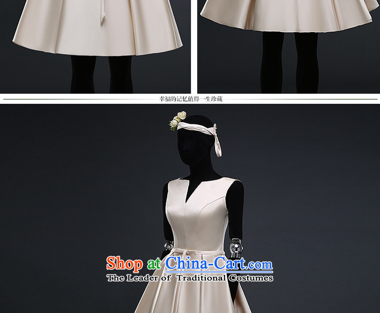 Hillo Lisa (XILUOSHA) Bride satin dress uniform summer short bows of marriage, champagne color small dress female new 2015 banquet dinner dress champagne color XL Photo, prices, brand platters! The elections are supplied in the national character of distribution, so action, buy now enjoy more preferential! As soon as possible.