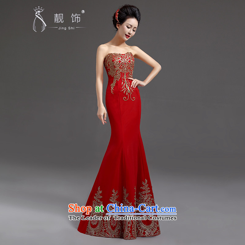 The new 2015 International Friendship bride bows Long Chest wiped services crowsfoot dress moderator will dress XXL, red trim (JINGSHI talks) , , , shopping on the Internet
