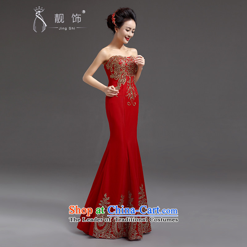 The new 2015 International Friendship bride bows Long Chest wiped services crowsfoot dress moderator will dress XXL, red trim (JINGSHI talks) , , , shopping on the Internet