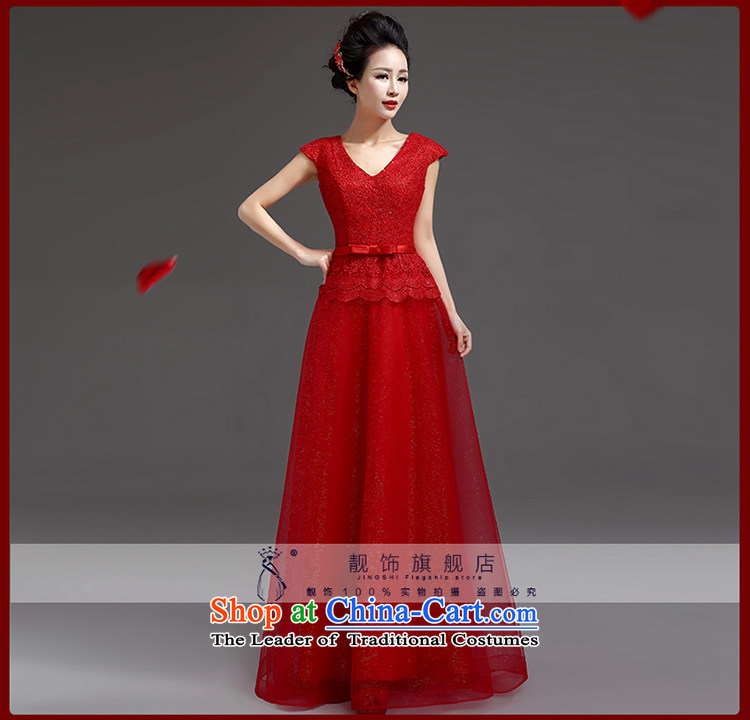 International dress talks 2015 new shoulders V-Neck red long gown Korean video thin marriage toasting champagne Sau San Services Red S picture, prices, brand platters! The elections are supplied in the national character of distribution, so action, buy now enjoy more preferential! As soon as possible.