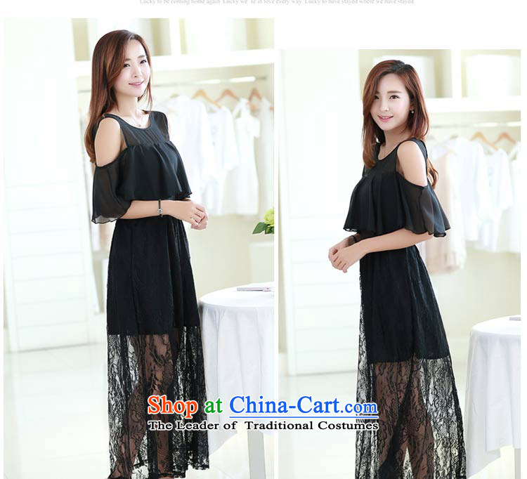 Mrs Ure 2015 Summer Kosovo temperament Sau San chiffon bare shoulders off the cuff lace long skirt dresses evening dresses women 7010 Black S picture, prices, brand platters! The elections are supplied in the national character of distribution, so action, buy now enjoy more preferential! As soon as possible.