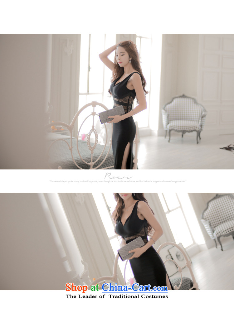 The West's summer new Korean female lace stitching V-neck and sexy dress jacket Sau San long skirt black L picture, prices, brand platters! The elections are supplied in the national character of distribution, so action, buy now enjoy more preferential! As soon as possible.