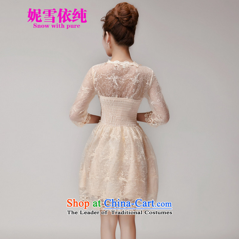 In accordance with the pure 2015 Connie snow summer nail Pearl Princess skirt dresses Sau San champagne color and chest bridesmaid sister skirt small dresses services 996 M, apricot color with snow plain (Connie SNOW WITH PURA) , , , shopping on the Internet