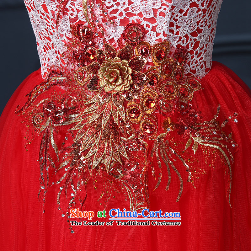 The bride services 2015 Summer bows new Korean shoulders large graphics thin red banquet hosted will dress RED M suzhou embroidery brides, shipment has been pressed shopping on the Internet