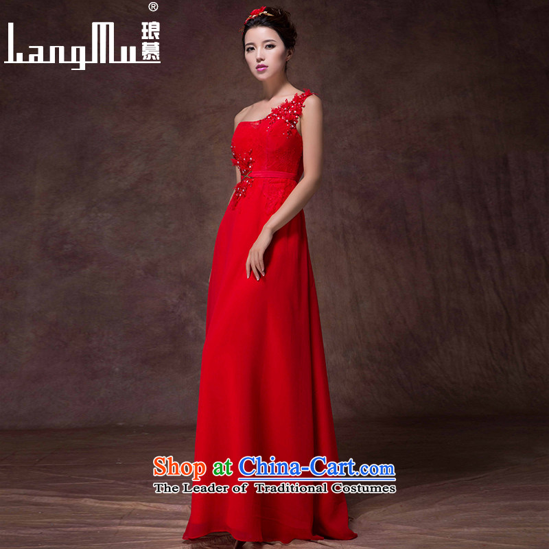 The new 2015 Luang dress shoulder Korean lace Sau San video slender evening dress) will fall and winter, bows to Chinese red high-end custom, Luang in , , , shopping on the Internet