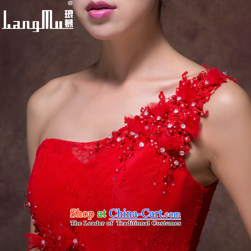 The new 2015 Luang dress shoulder Korean lace Sau San video slender evening dress) will fall and winter, bows to Chinese red high-end custom, Luang in , , , shopping on the Internet