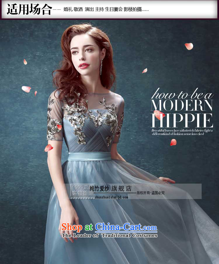 Pure Love bamboo yarn blue back long) Marriages bows Annual Dinner service performance wedding dresses 2015 new gray S picture, prices, brand platters! The elections are supplied in the national character of distribution, so action, buy now enjoy more preferential! As soon as possible.